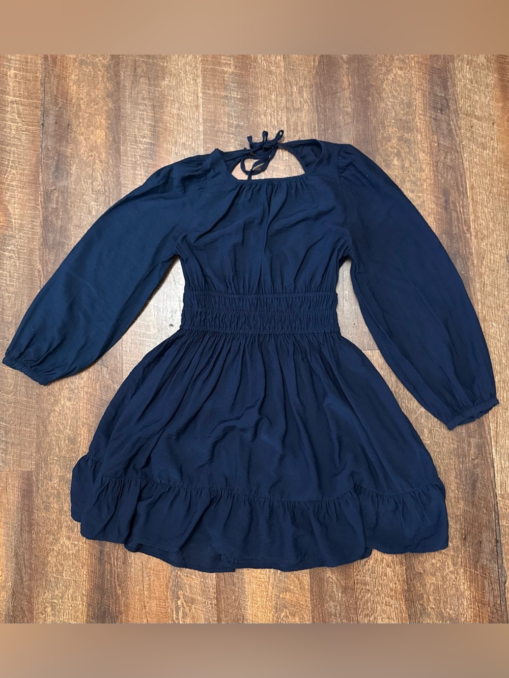 Madewell Navy Long Sleeve Smocked Mini Dress Small Boho Cottagecore